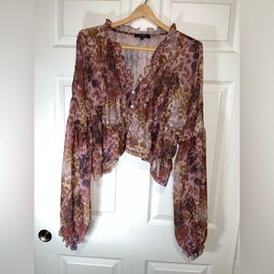 Fore Women's Floral Blouse in Purple and Brown
